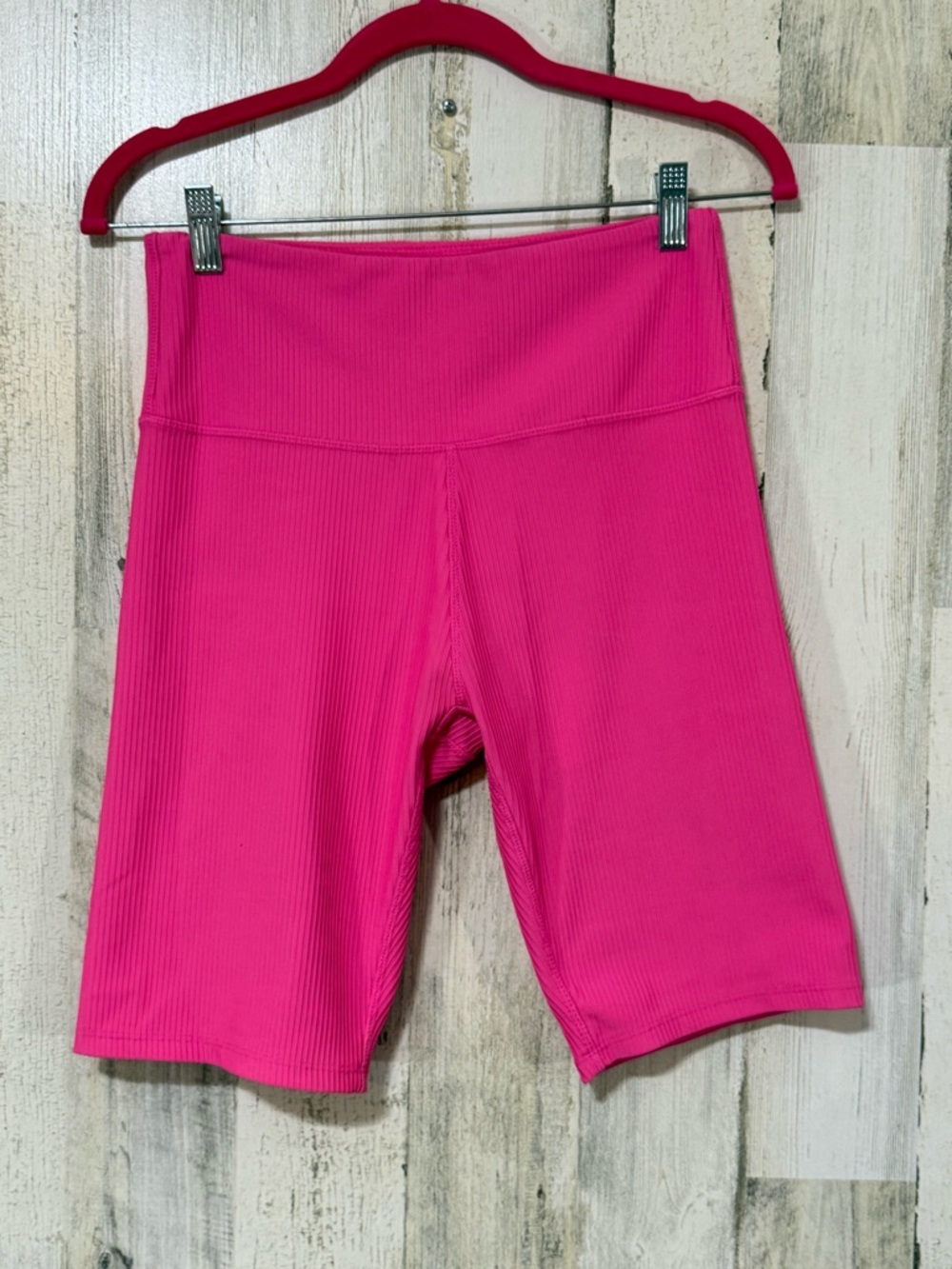 Women’s High-Waist Ribbed Bike Shorts - Hot Pink